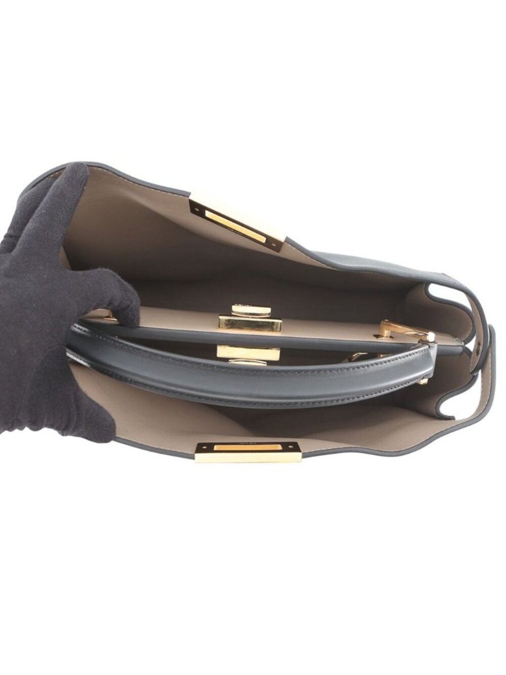 Fendi Peekaboo Essential Leather 2-Way Shoulder Bag Black - Picture 7 of 10